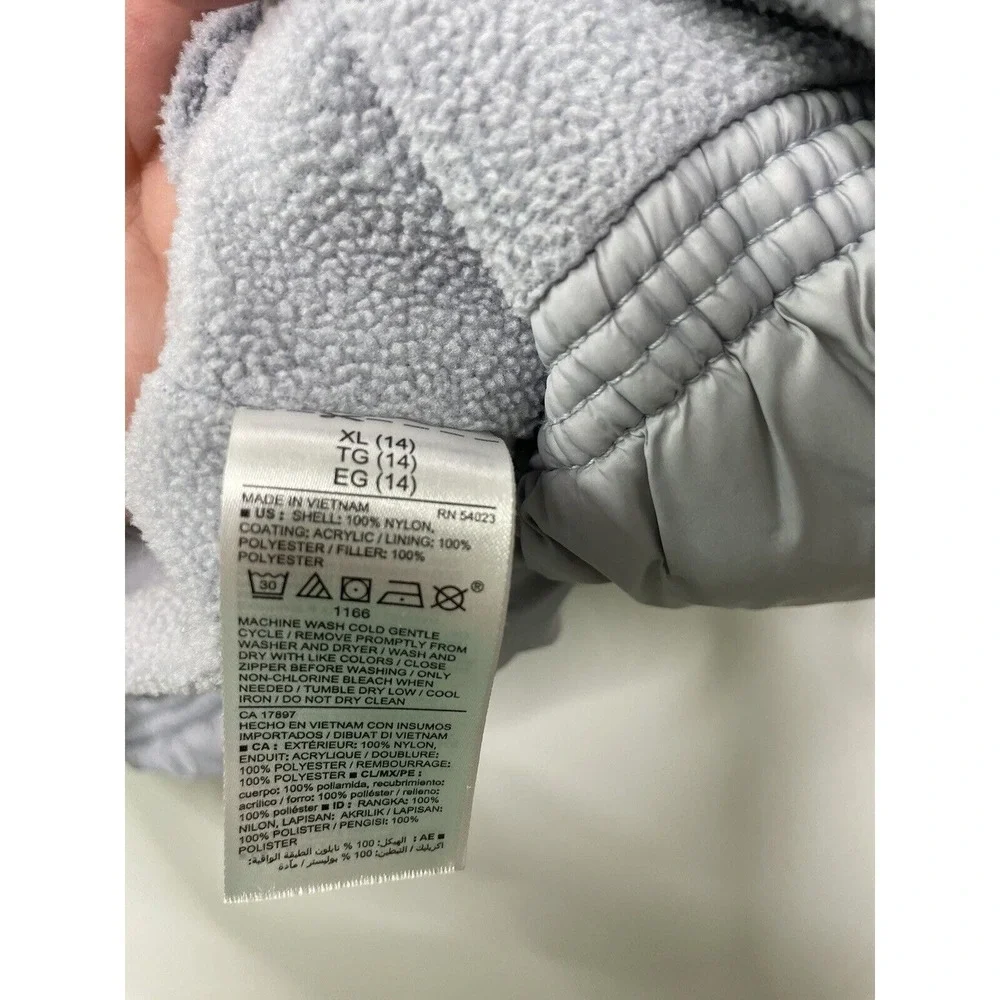 Old Navy Kids XL 14 Puffer Vest Light Gray Fleece Lined Quilted Full Zip Jacket
